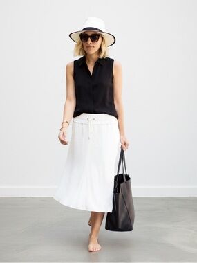 Helmut Lang Women's Blaze Flared Midi Skirt in White Size S